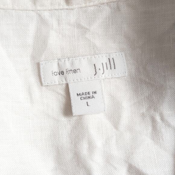 J Jill Women’s Linen Blend Shirt Coastal Slow Fashion Minimalist White Size L - Picture 8 of 8